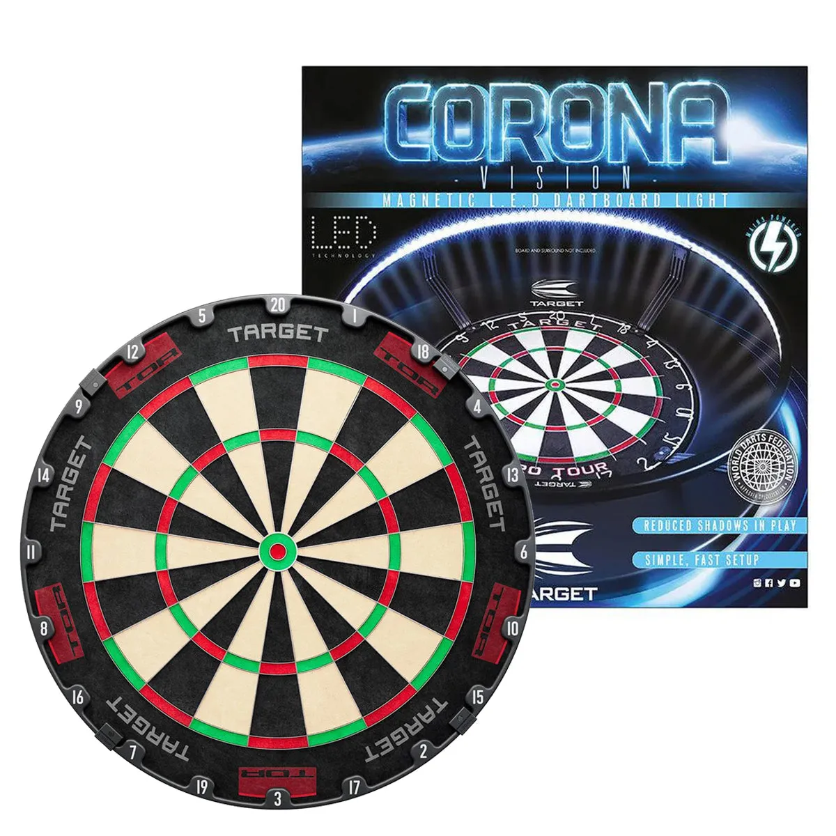 TARGET TOR DARTBOARD + CORONA LIGHT BUNDLE
