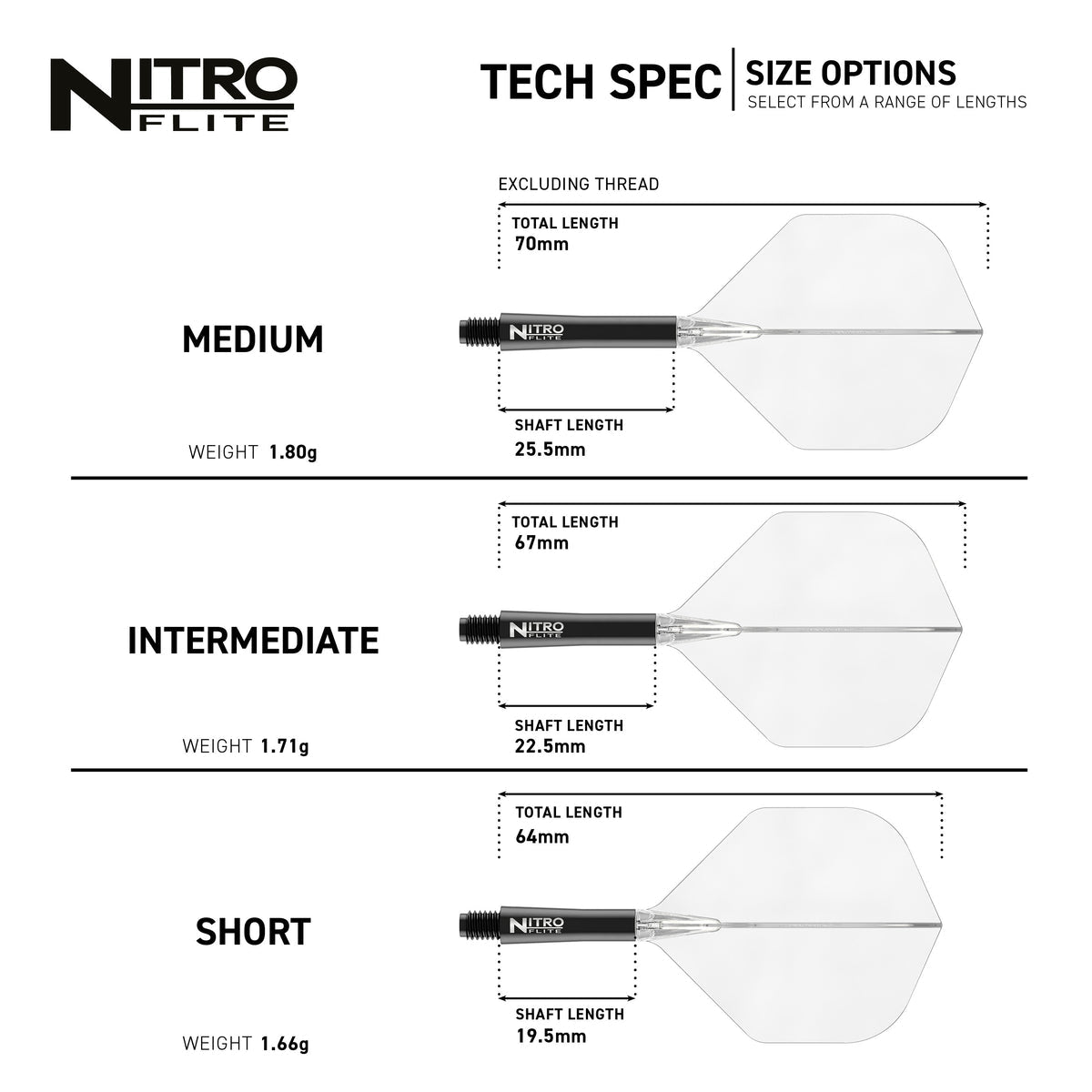 NITRO FLITE - INTEGRATED FLIGHT AND SHAFT BLACK & CLEAR