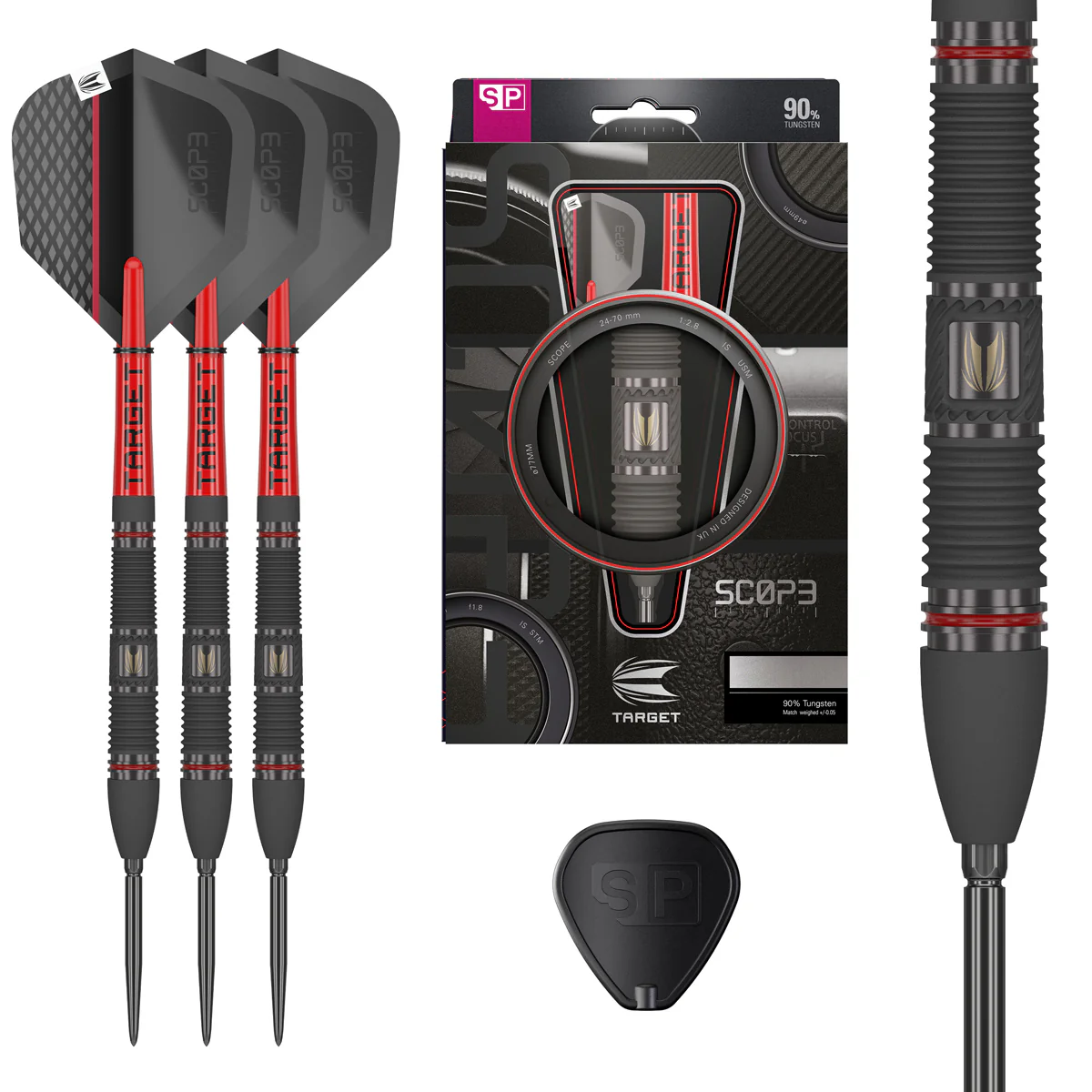 SCOPE 02 90% TUNGSTEN SP STEEL TIP DARTS BY TARGET