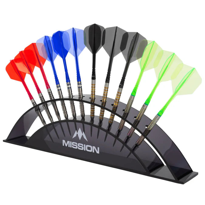 Mission Station 12 - holds 12 darts - Acrylic Darts Display Arc Colours - Black